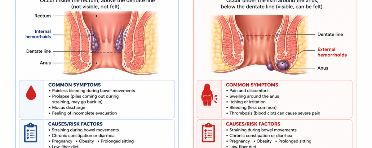 Internal vs External Hemorrhoids